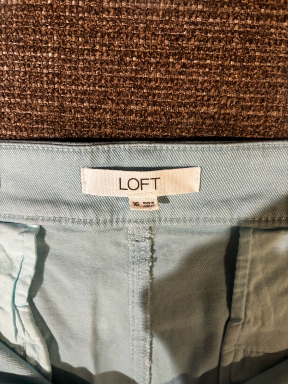 LOFT Light Green High-Waist Cotton Shorts with Patch Pockets casual classic - Picture 2 of 3